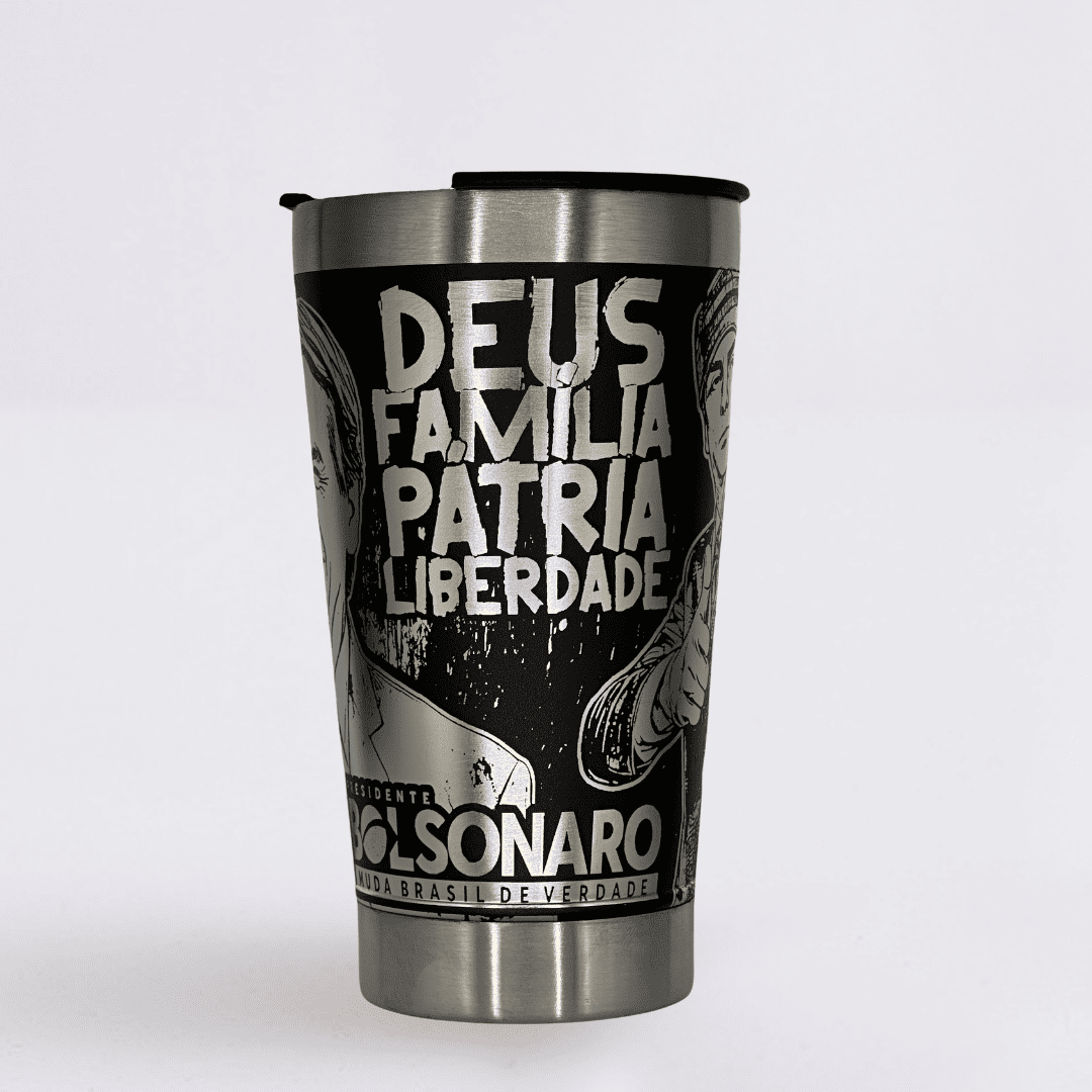 Mito Patriota #01  – Copo Térmico Preto Personalizado 360° a Laser + Brinde