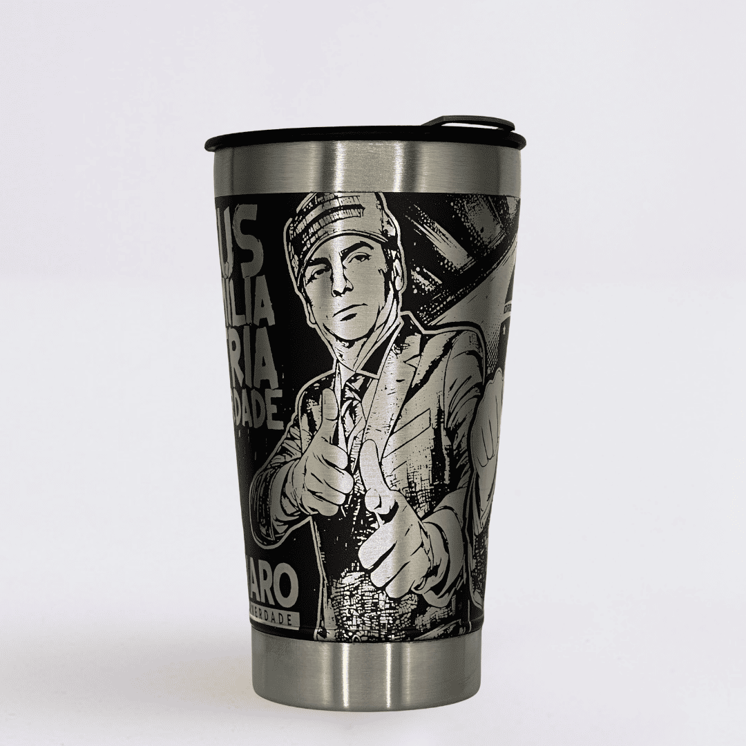 Mito Patriota #01  – Copo Térmico Preto Personalizado 360° a Laser + Brinde